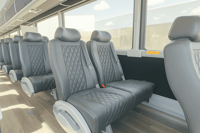 interior of Redlands Coach Bus Service charter bus