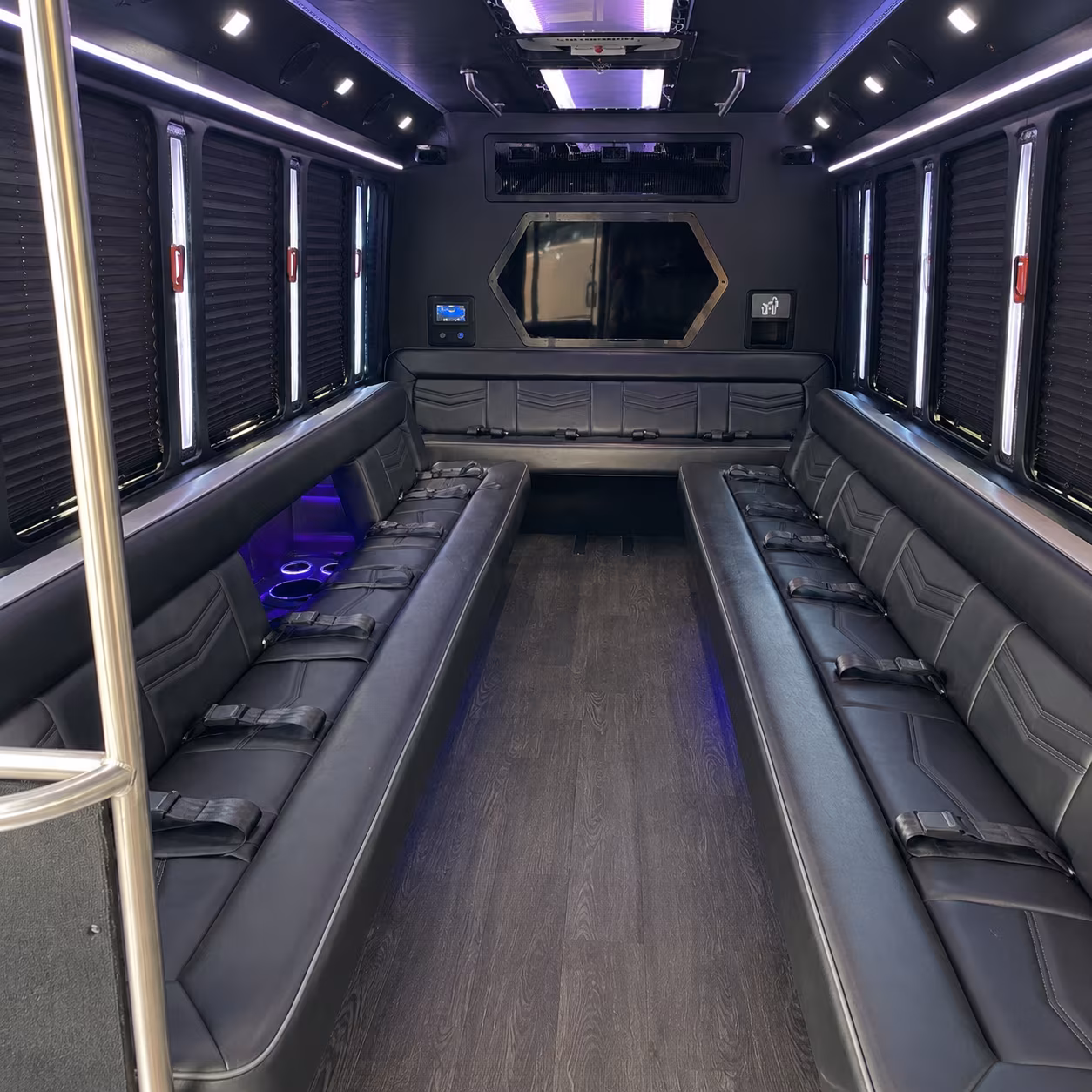 redlands 18 passenger party bus interior
