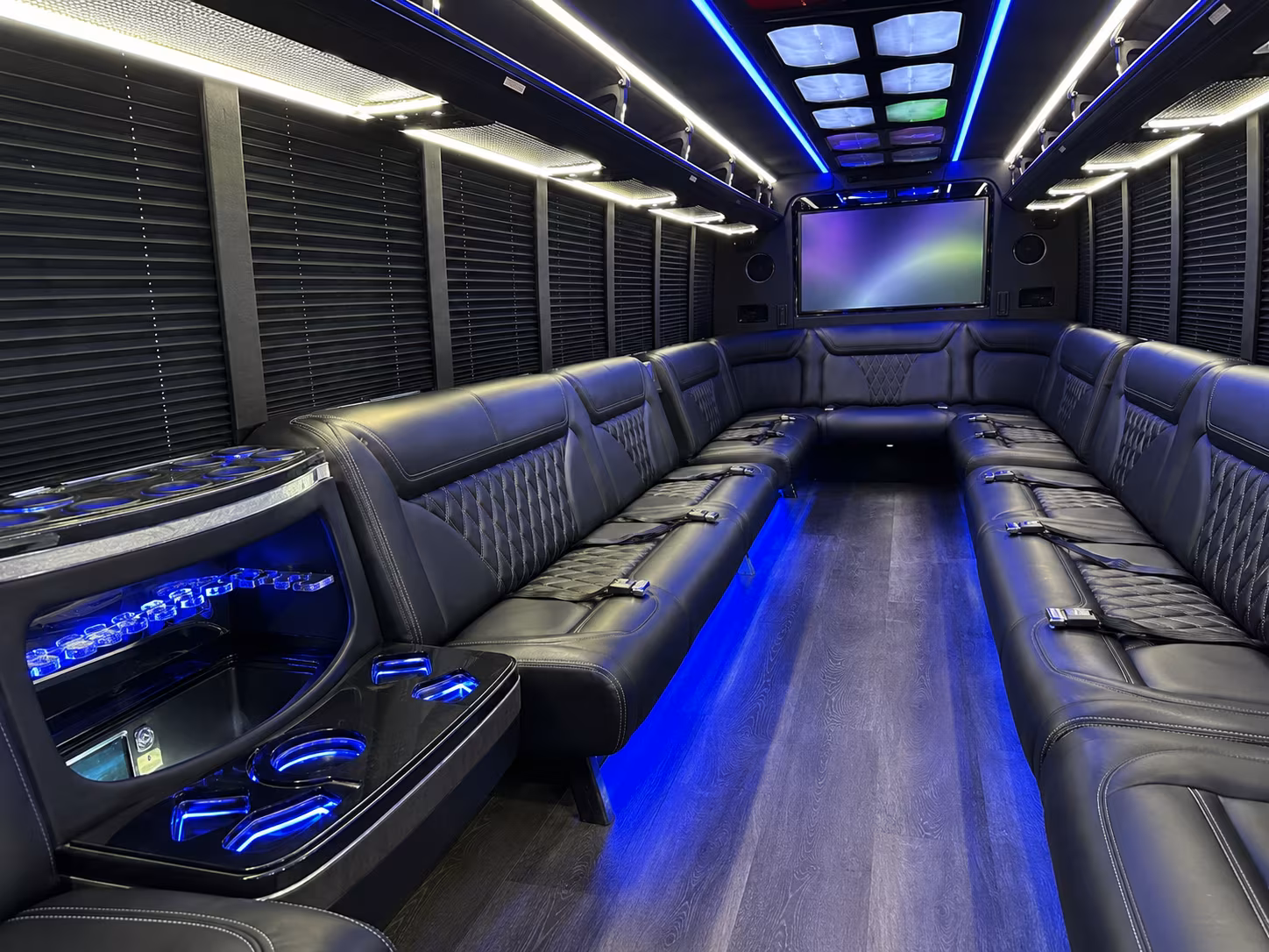 redlands 20 passenger party bus inside