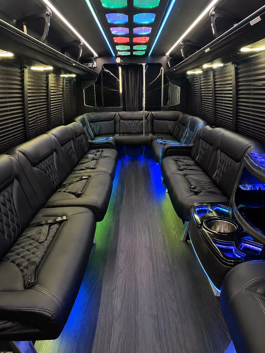 redlands 20 passenger party bus interior