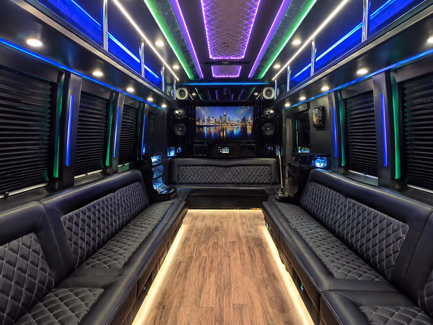 redlands 25 passenger party bus interior