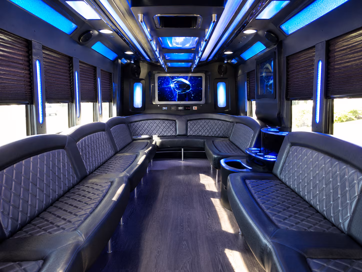 redlands 28 passenger party bus inside