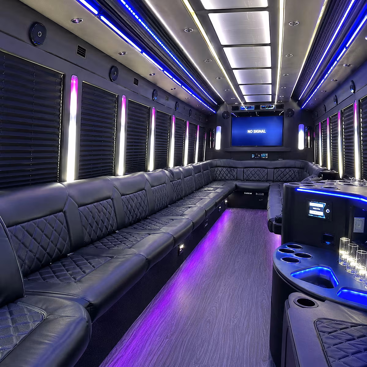 redlands 30 passenger party bus inside