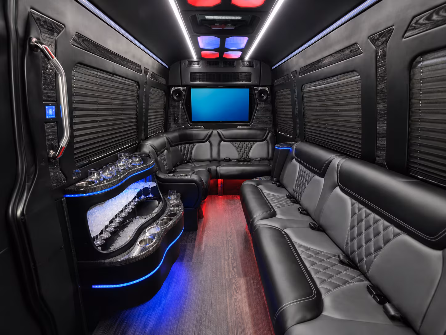 redlands 40 passenger party bus inside