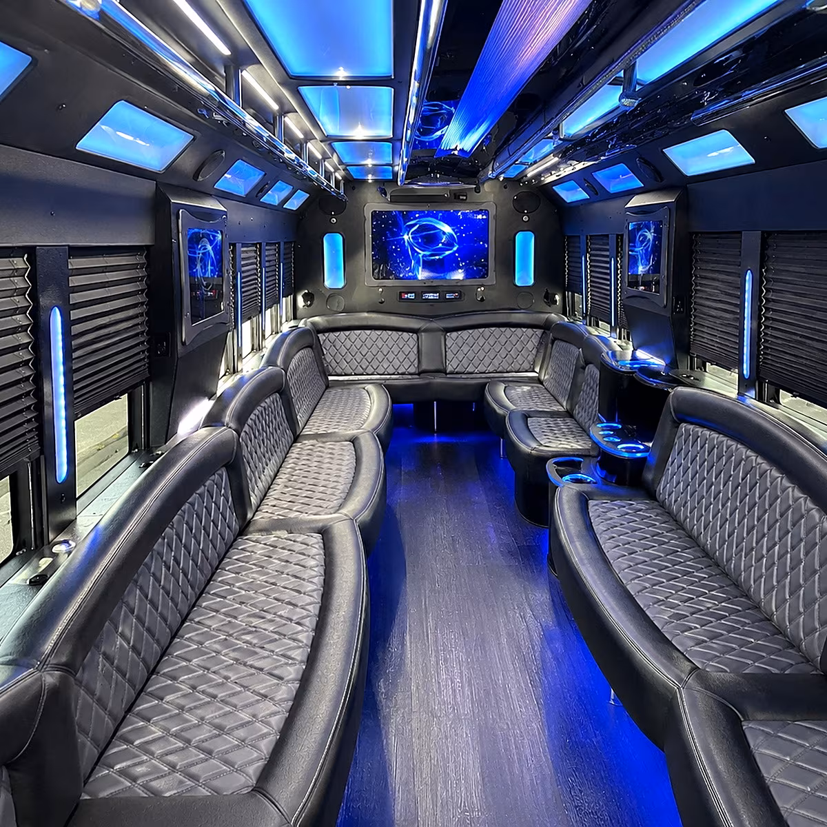 redlands 50 passenger party bus interior