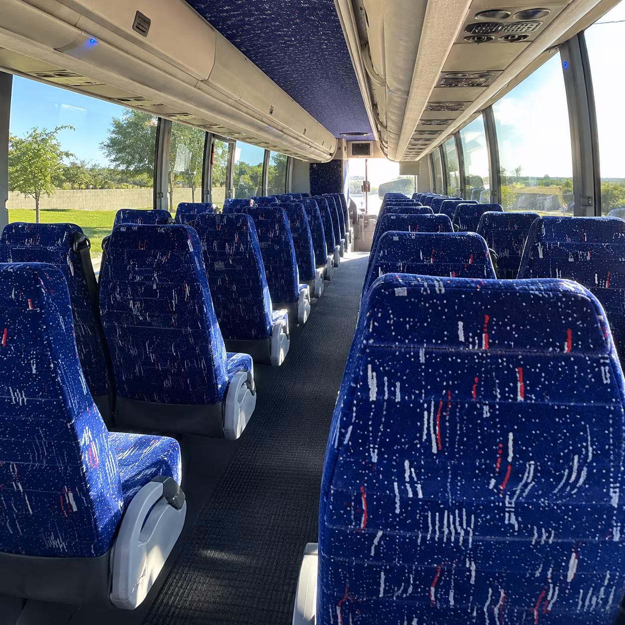 redlands 56 passenger charter bus inside